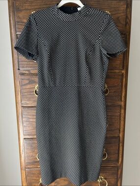 J. Crew Black and White Polka Dot Midi Dress, Size 6